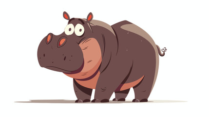 Illustration of a animated hippo flat vector isolated