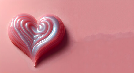 Heart symbol on pink background with right copy space happy valentines day concept of love and care.,generative ai