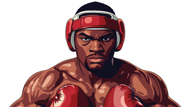 Image illustration of a male boxer wearing headgear flat