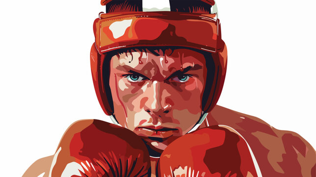 Image illustration of a male boxer wearing headgear flat