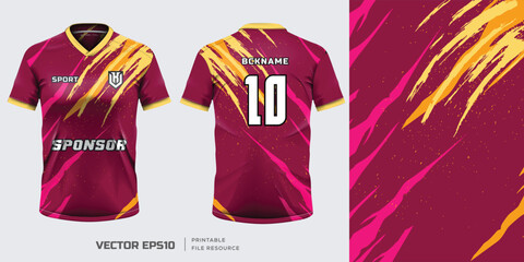 Jersey mockup template t shirt design. Abstract pattern design for jersey soccer football kit. Front and back view. Vector eps file