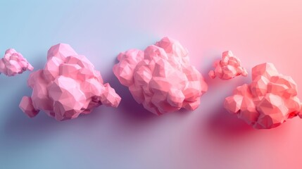 Fototapeta premium A 3D illustration of fluffy clouds in the shape of geometric figures