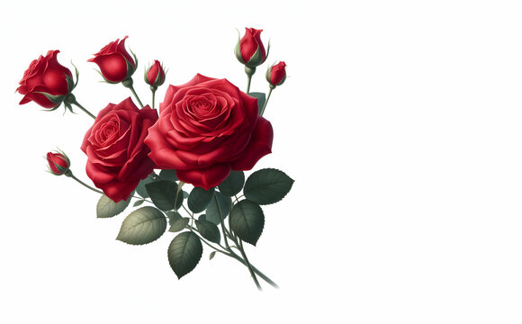 watercolor red rose bouquet rose flower vector  with white isolated background, generative ai