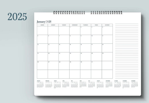 2025 Monthly Desk Planner