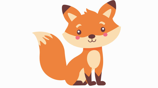 Kawaii little cute fox smiling vector cartoon flat vector