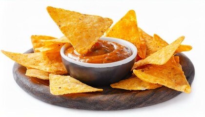 Baked to Perfection: Tortilla Chips Isolated for Your Enjoyment on White Background