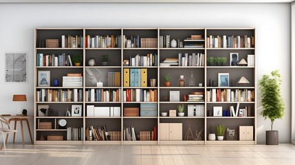Bookcase with books in a modern house
