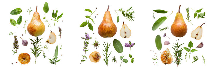  Set of A European Pear on a transparent background