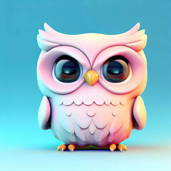 Fototapeta premium 3D furry forest animal with beautiful colors and white background. with Generative AI technology 