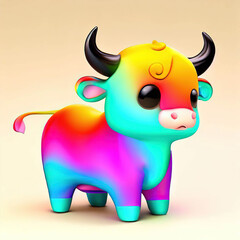 Fototapeta premium 3D furry forest animal with beautiful colors and white background. with Generative AI technology 