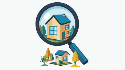 Magnifier icon logo for real estate or building search