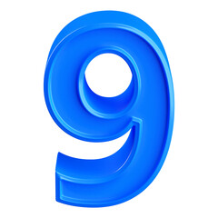 3d blue number 9