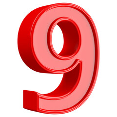 3d red number 9