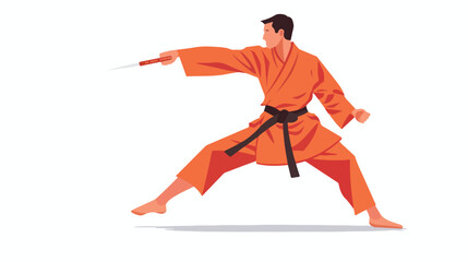 Man In Orange Kimono Taekwondo Martial Arts Fighter Fi