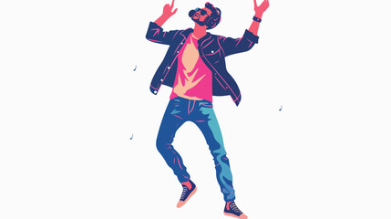 Man listening music and dancing vector illustration de