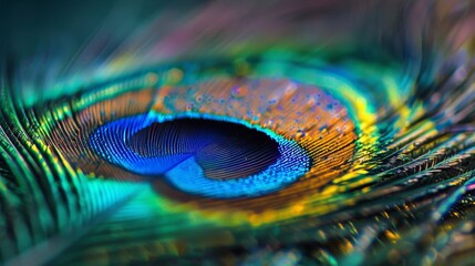 Naklejka premium The vibrant colors of a peacock feather AI generated illustration