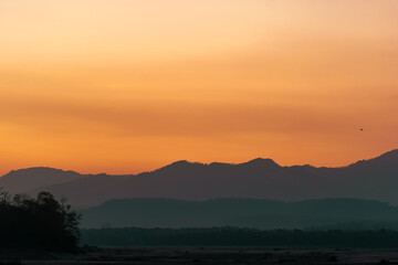 Early morning rising sky with mountain atmosphere 