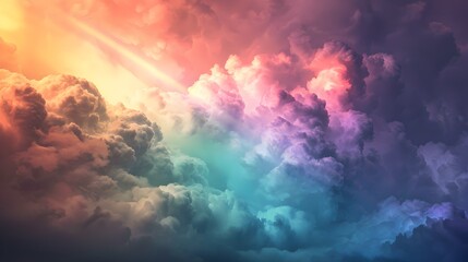 Awe-Inspiring Cosmic Storm - Dramatic Multicolored Clouds in Turbulent Ethereal Sky Landscape - obrazy, fototapety, plakaty
