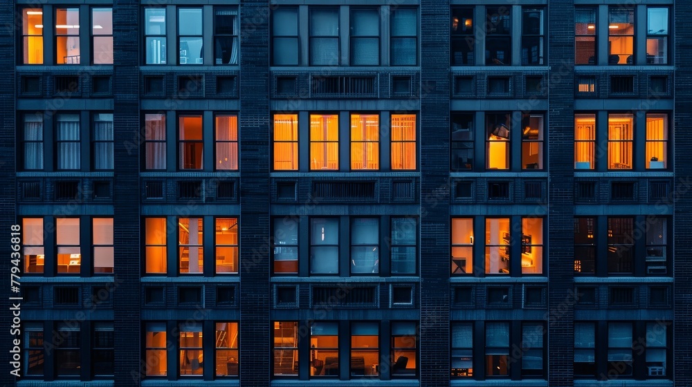 Poster the windows on the building glow like lanterns in th ai generated illustration