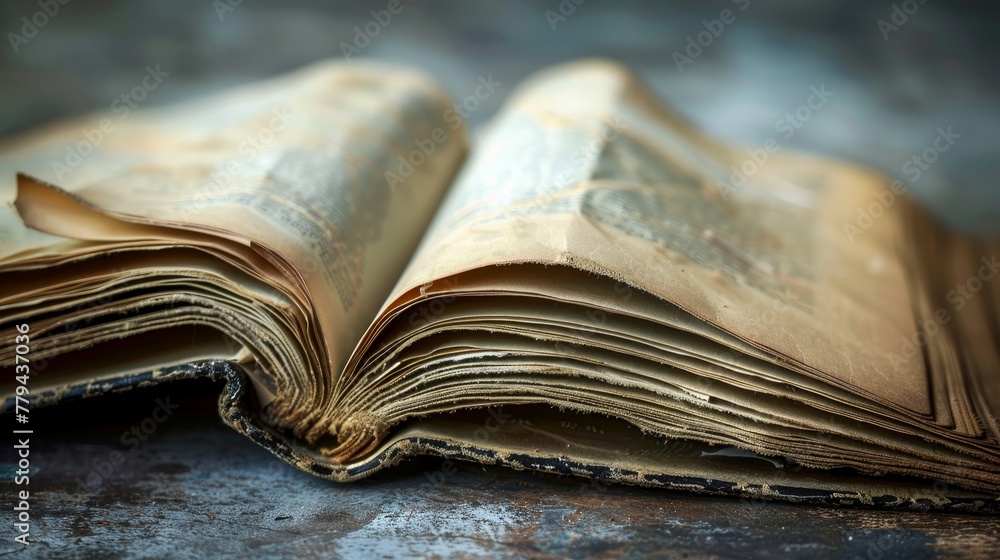 Aufkleber time-worn pages flutter gently offering a glimpse in ai generated illustration