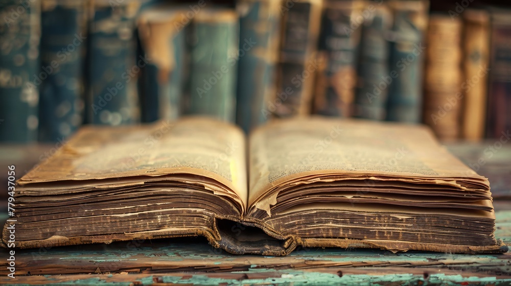 Aufkleber time-worn pages flutter gently offering a glimpse in ai generated illustration