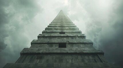 Tower of Babel A minimalist tower stretching toward   AI generated illustration