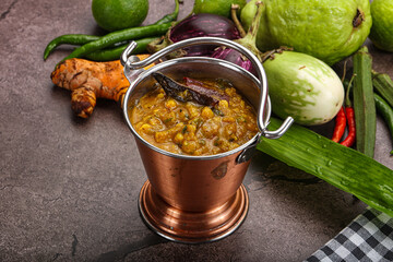 Indian cuisine Dal Tadka soup