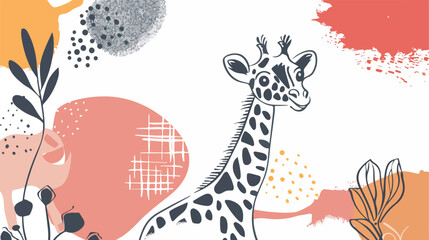 Minimalist banner with giraffe sketch and abstract str