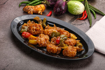 Chinese cuisine - prawn with chili sauce
