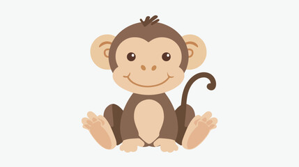Naklejka premium Monkey cute animal icon image flat vector isolated 