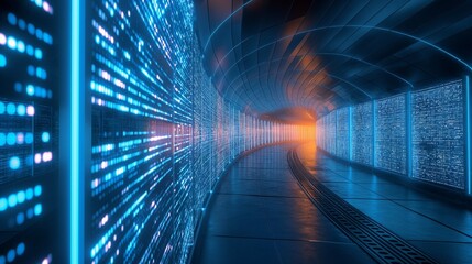 A Futuristic Data Center Server Room.  - obrazy, fototapety, plakaty