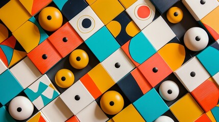 A Close-up Of A Colorful Geometric Pattern Wallpaper Background.