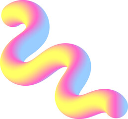 3D vibrant  colorful curve. Luminous abstrac shape on transparent PNG background.