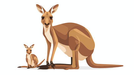 Mother kangaroo with her baby flat vector isolated on