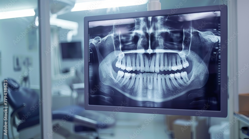 Poster unfocused view of a digital x-ray display in a high- ai generated illustration