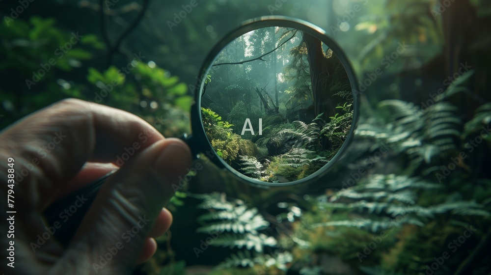 Poster ai-powered image recognition technology, illustrating the creation of deep fake images and the manip