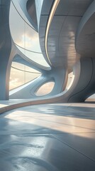 Fototapeta premium Curved Walls Feature A Modern Minimalist Interior Design.