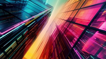 Fototapeta premium Vibrant streaks of neon technology against a backdro AI generated illustration