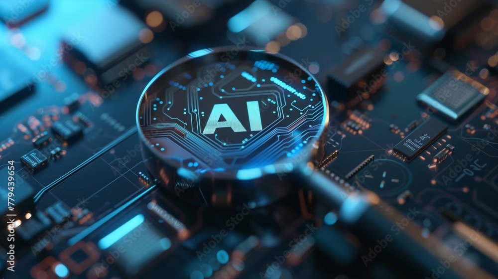 Poster ai-powered image recognition technology, illustrating the creation of deep fake images and the manip