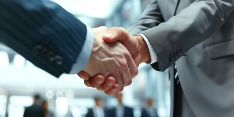 Business people shaking hands on the background of the office