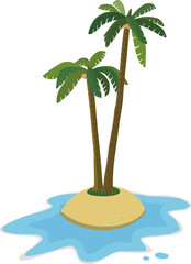 desert island planted with palm trees