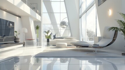 A Modern Minimalist Living Room Interior.