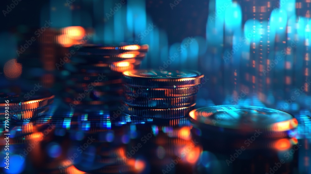 Aufkleber visualize a dynamic d coin background with a promin ai generated illustration