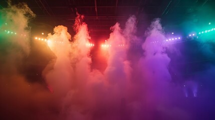 Fototapeta na wymiar Vivid colors glowing through a veil of smoke in the AI generated illustration