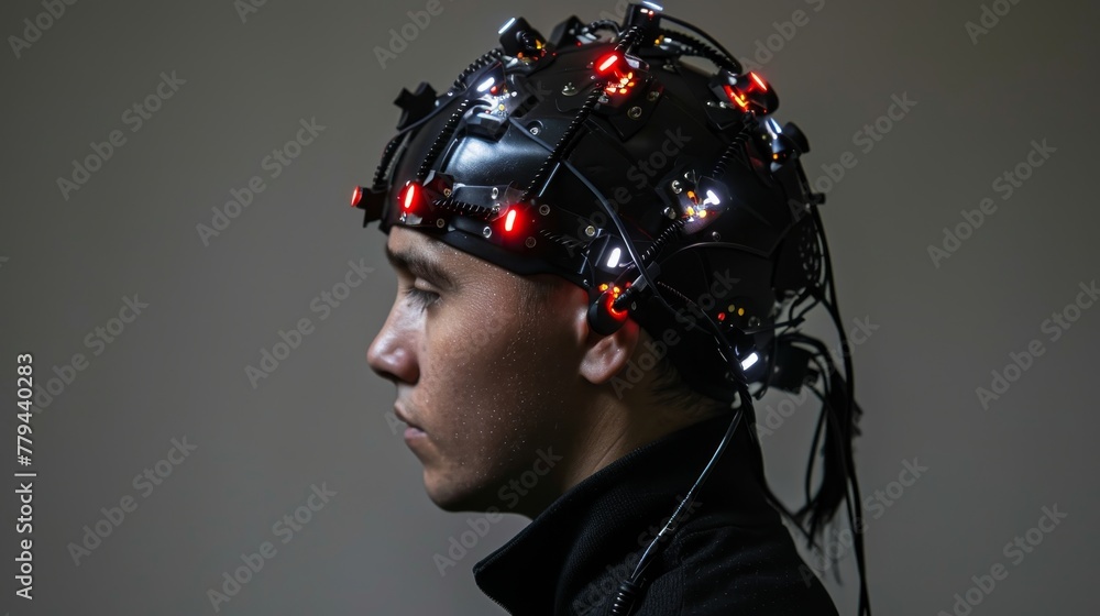 Poster wearable eeg devices for monitoring brain activity ai generated illustration