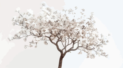 Rendering of a white blooming sakura tree isolated on