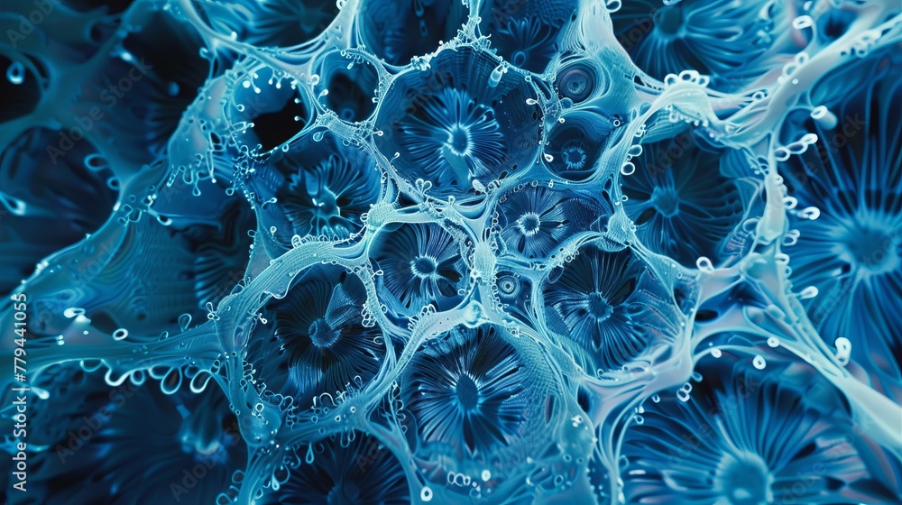 Aufkleber zoom in on the intricate patterns of a microscopic b ai generated illustration