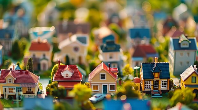 Zooming in on a miniature world filled with unique little houses   AI generated illustration