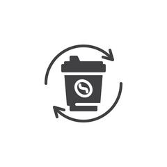 Coffee cup with arrows vector icon