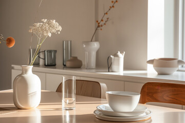 Fototapeta na wymiar Minimalist home interior composition in clean colors.